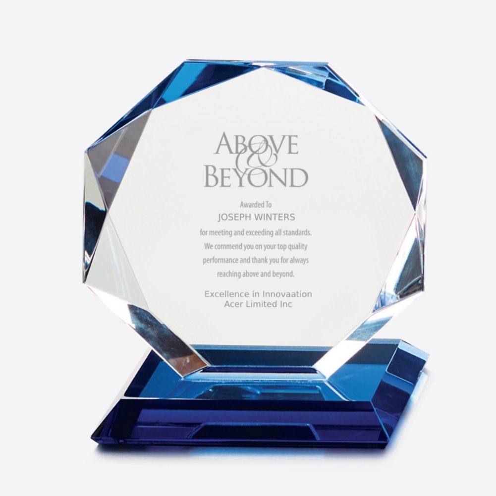 View larger image of Blue Luminary Crystal Award - Octagon